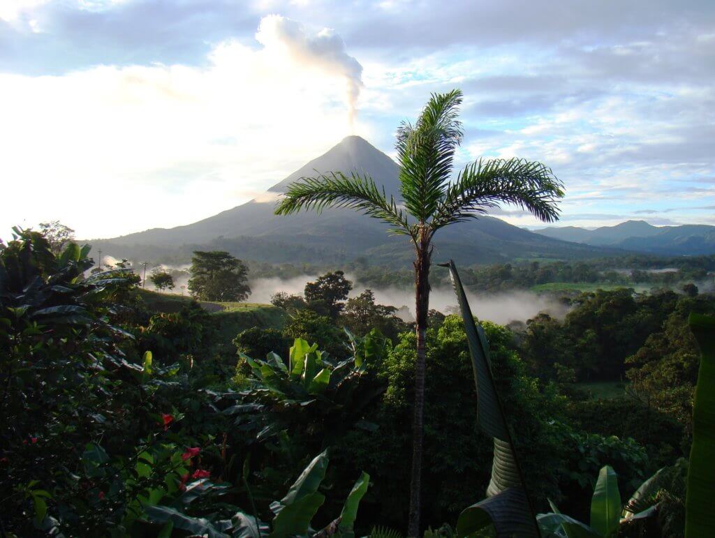 Costa Rica Rainforest and Volcano Landscape.